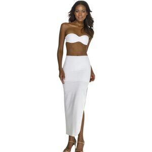 Dominique Shapewear Women Small White Full Length Control Slip Side Slit Pull On